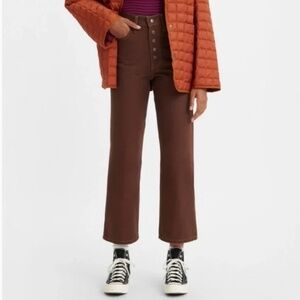 Levi's Ribcage Ankle‎ Straight -Leg Snap-Fly Chocolate Brown Jeans, size 29(NWT)